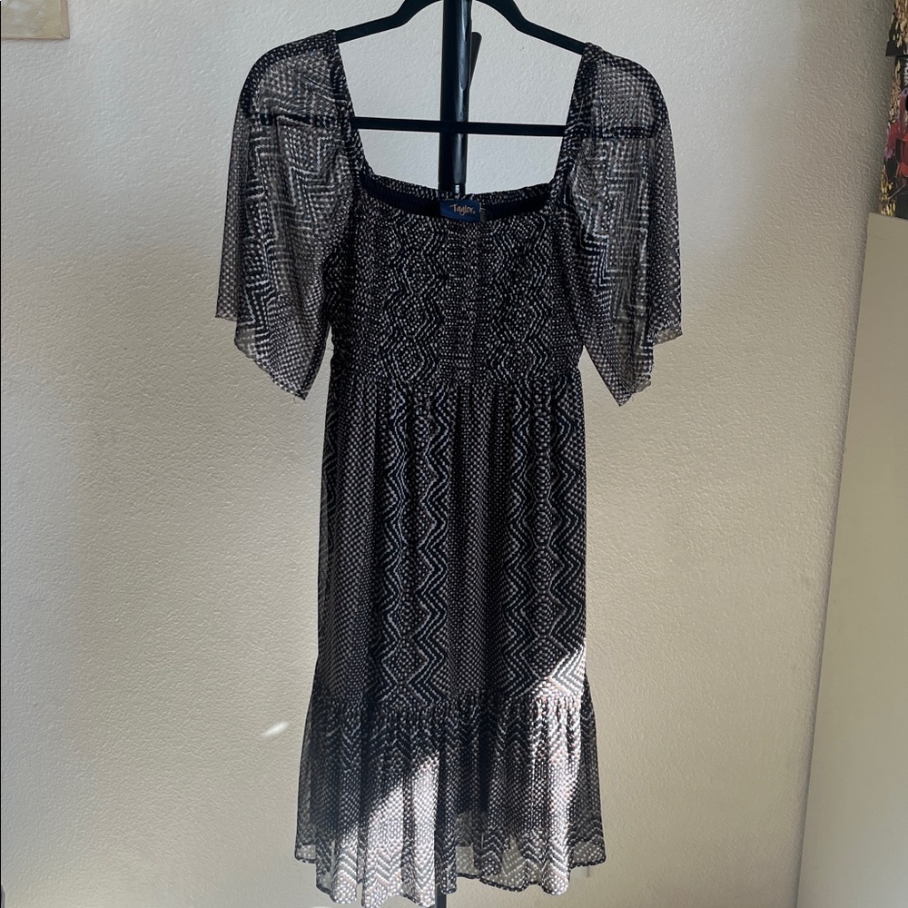 Taylor Dress Black and Brown Pattern